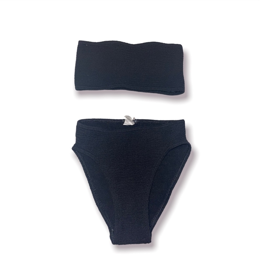 Crinkle Bandeau High Waist Bikini